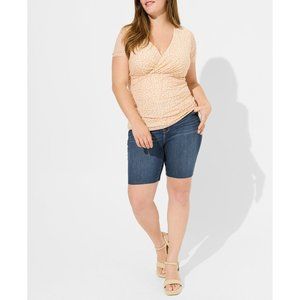 Torrid Stretch Mesh Surplice Neckline Shirred Top Sz 1 NWT